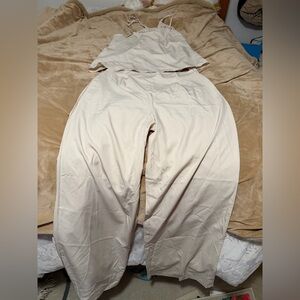 Cream Sleeveless Top and Pants Set XL